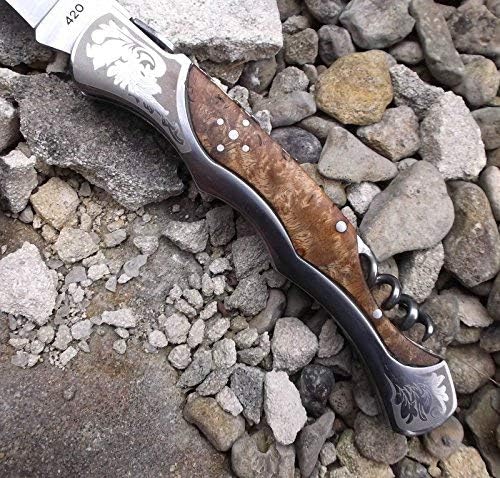 Laguiole Bougna France 4175 BAROCK Taschenmesser von hand gefertigt mit BURL ROSE holz