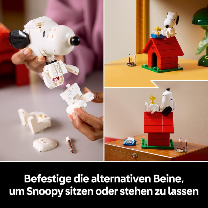 LEGO Ideas Peanuts: Snoopys Hundehütte - Modellbau für Erwachsene Snoopy und Woodstock Figuren - DIY