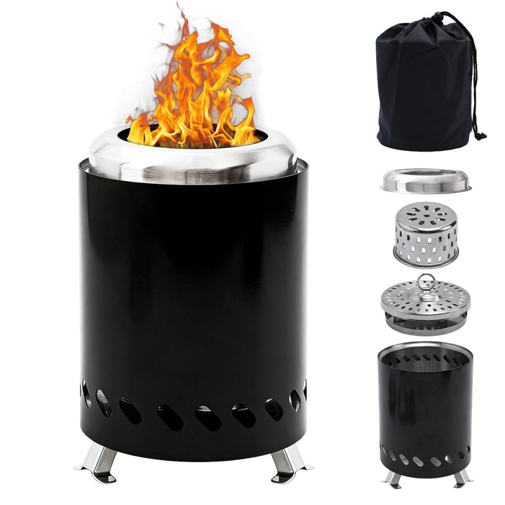 Rauchfreie Tischkamin Outdoor, Edelstahl Feuertonne Mini Feuerstelle für Balkon Terrasse Camping, Tr