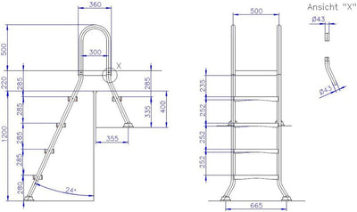 Ideal Eichenwald Poolleiter Hochbeckenleiter Schwimmbadleiter Edelstahlleiter Leiter 1,2/0,4m