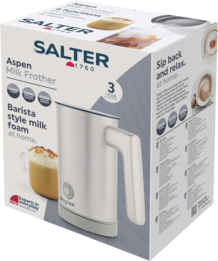 Salter EK6359MMSVDE Aspen Milchaufschäumer – 4 in 1 elektrischer Milchdampfer, heisser und kalter Mi