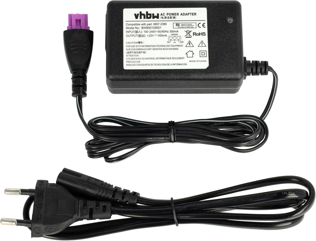 vhbw Netzteil kompatibel mit HP DeskJet 10, 15, 25; HP OfficeJet 26 Drucker - 200 cm