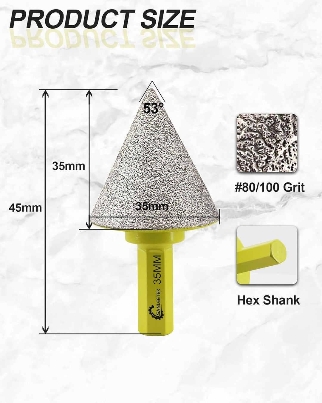Diamant Fasenbohrer 35mm Fliesenfräser SANLEETEK - Anfasen, Formen, Vergrössern und Schleifen von Lö