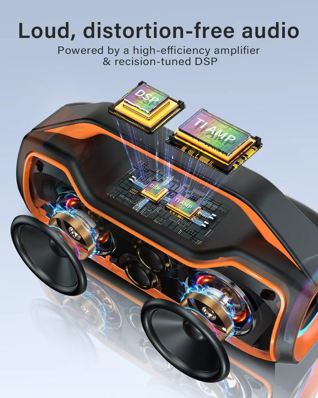 Bluetooth Lautsprecher Tragbare Musikbox,120W Peak Spitzenleistung, Bass Boost 2 * Subwoofer IP65 Wa