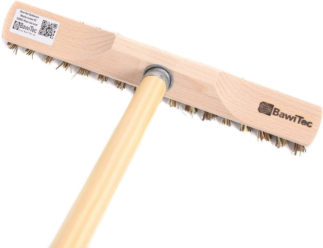 BawiTec Schrubber Rheinischer Wischer 28cm Breit mit Holzstiel 120cm Bodenschrubber mit Metallgewind