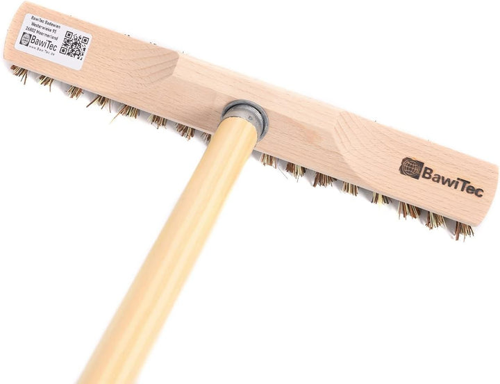 BawiTec Schrubber Rheinischer Wischer 28cm Breit mit Holzstiel 120cm Bodenschrubber mit Metallgewind