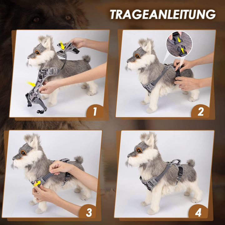 Eyein Hundegeschirr für kleine Hunde, Anti Zug Brustgeschirr mit 2 Leinenclips und leicht zu bediene