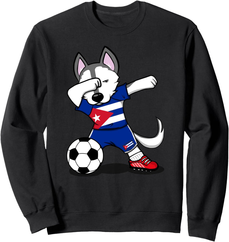 Dabbing Husky Dog Cuba Fussballfans Trikot Cuban Football Sweatshirt