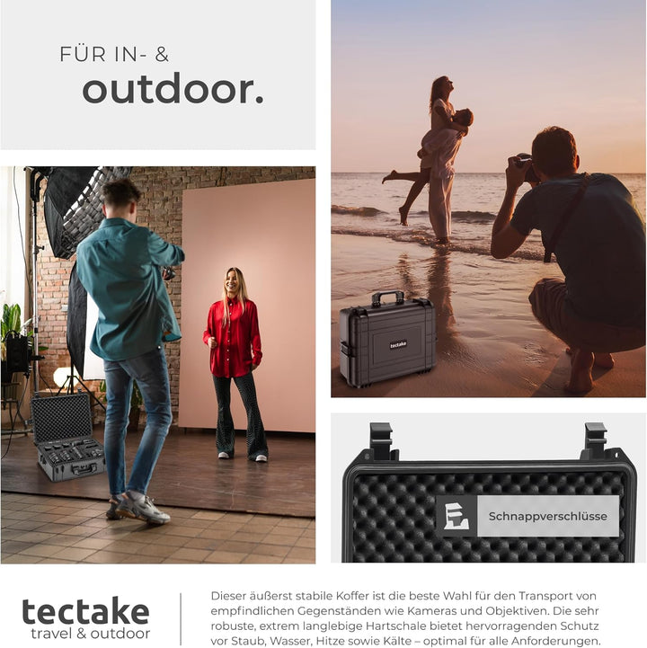 tectake® Kamerakoffer, Universalkoffer, Outdoor Box wasserdicht als Transportkoffer, Hardcase zur La