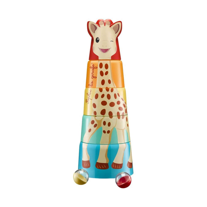 Sophie la Girafe – Riesenturm 3-in-1 – Ab 10 Monaten – Bau-Puzzle und Kugelbahn – Fördert Geschickli