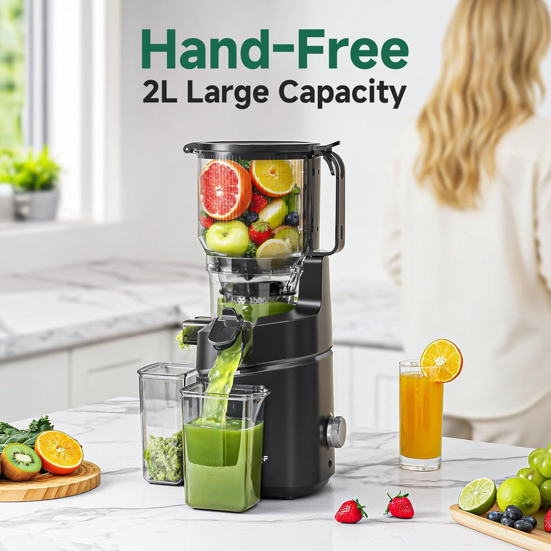 AMZCHEF 250W Automatischer All-In-One Entsafter, 160MM Öffnung und 1,8L Slow Juicer für Gemüse und O
