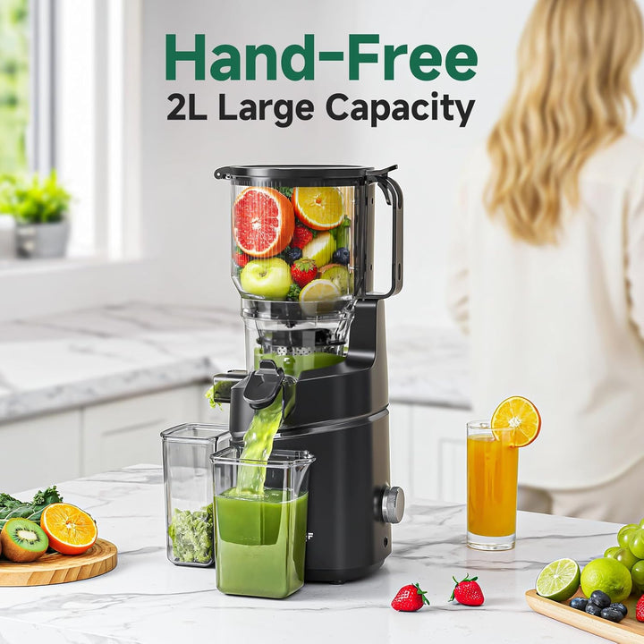 AMZCHEF 250W Automatischer All-In-One Entsafter, 160MM Öffnung und 1,8L Slow Juicer für Gemüse und O