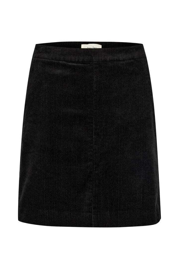 PART TWO Damen Women's Mini High-Waisted Pockets Corduroy Fabric Elastic Waist Skirt 34 Schwarz, 34
