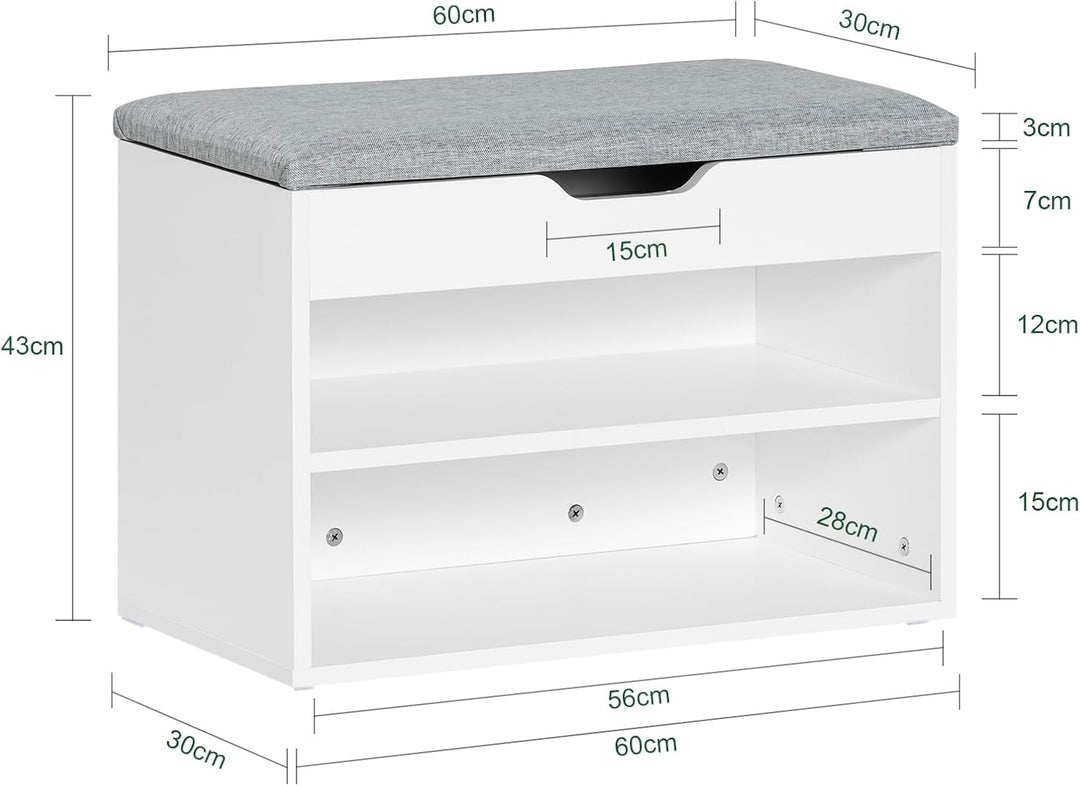 SoBuy FSR25-HG Schuhbank mit Sitzfläche Sitzbank Schuhregal Schuhschrank, Schuhtruhe Hellgrau BHT ca