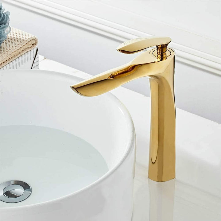 Hoch Wasserhahn Bad Waschtisch Armatur Waschbecken Mischbatterie Einhebelmischer Gold Waschtischarma