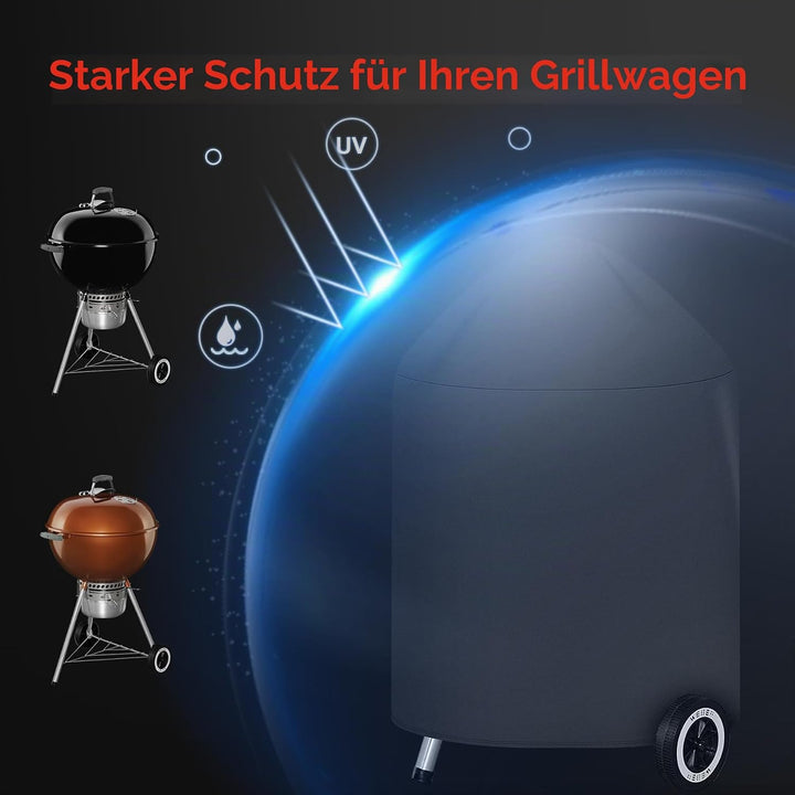 Kugelgrill Abdeckung Grill - 600D Oxford Holzkohle Abdeckhaube Grill für Weber 57 cm BBQ Grill, Heav