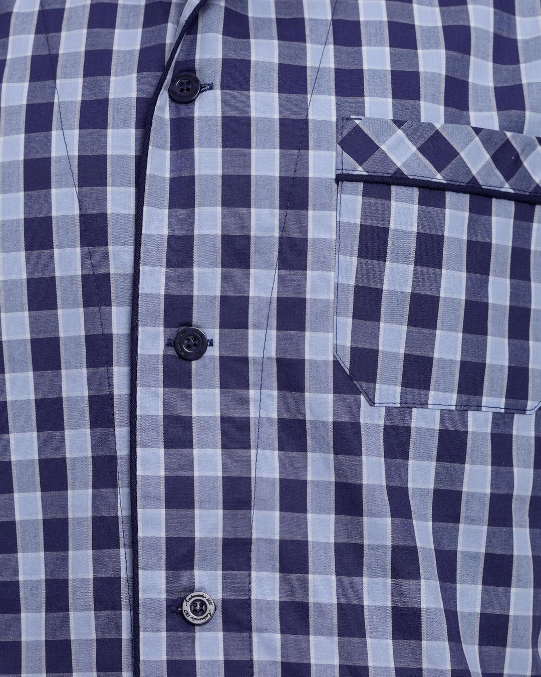 Revise RE-950 Kurzer Herrenpyjama - Schlafanzug für Herren - Pyjama – 100% Baumwolle, Blau Kariert