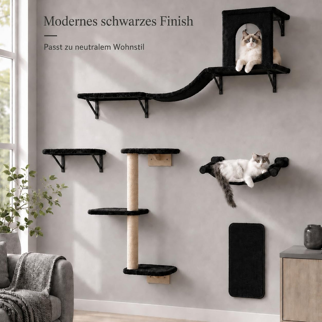 Kletterwand Katzen, 5-in-1 Katzen Kletterwand Set, Stabiler Katzenmöbel für den Innenbereich mit Hän