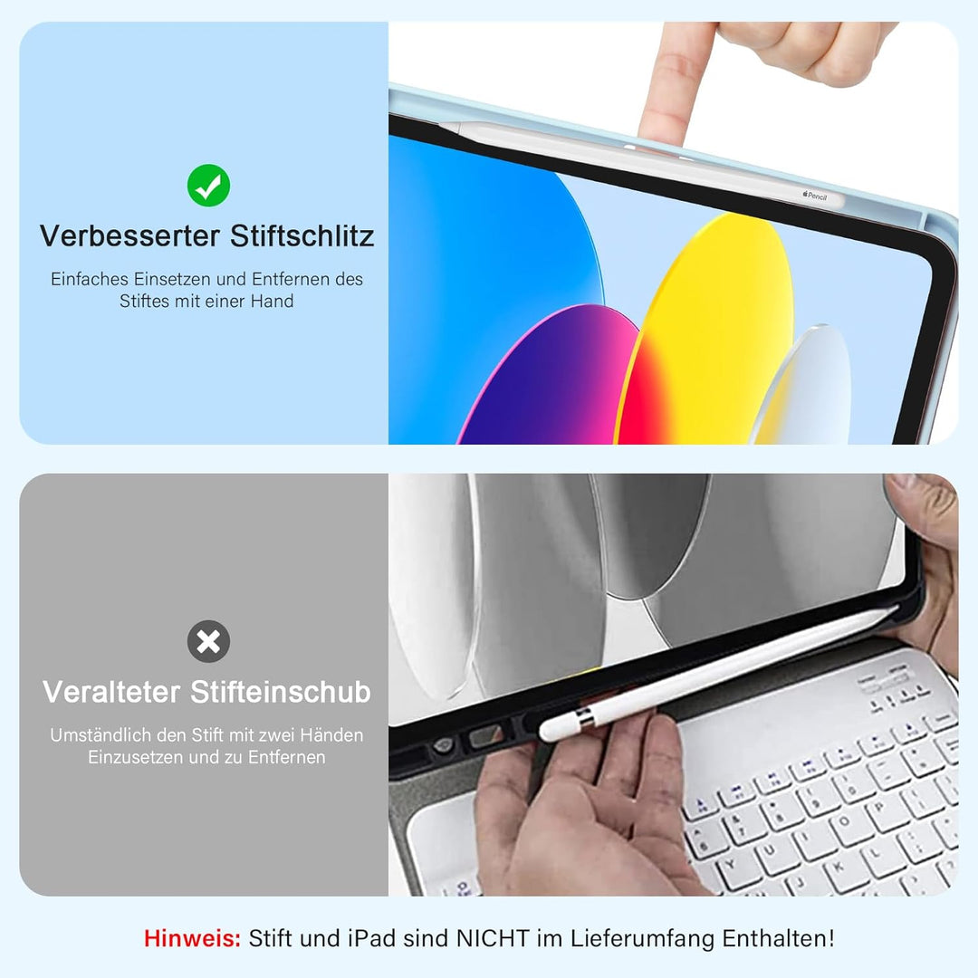 CC Store Hülle mit Tastatur für iPad A16 11 Generation 2025/10 Generation 2022 (11/10.9 Zoll), Magne