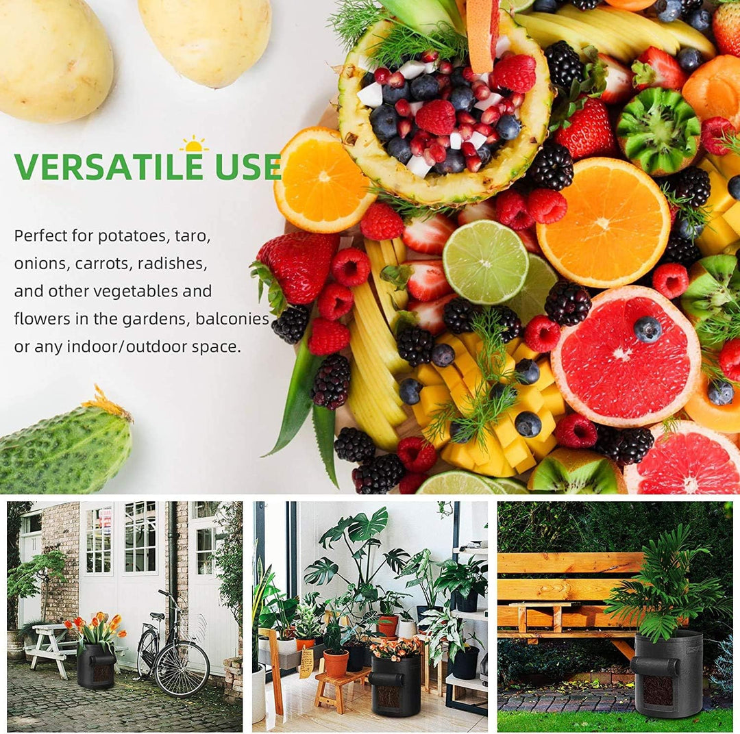 LITLANDSTAR Potato Grow Bag, 5-Pack 15 Gallonen Vegetable Grow Plant Bags mit Sichtfenster und Griff