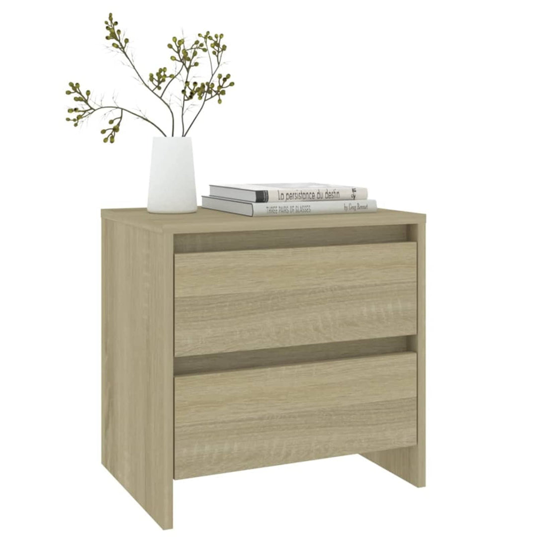 Gecheer Nachttisch Nachtschrank Nachtkommode Boxspringbett Schrank mit 2 Schubladen Spanplatte Sonom