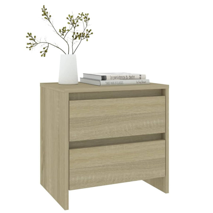 Gecheer Nachttisch Nachtschrank Nachtkommode Boxspringbett Schrank mit 2 Schubladen Spanplatte Sonom