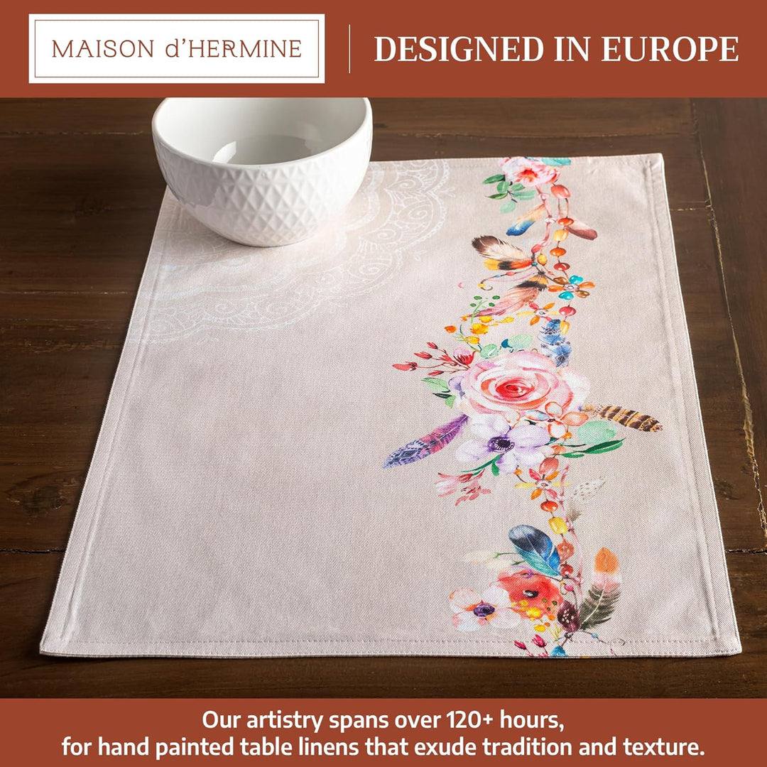 Maison d'Hermine Tischsets, 100% Baumwolle, 4er-Set, dekorative, waschbare Tischsets für Muttertagsg