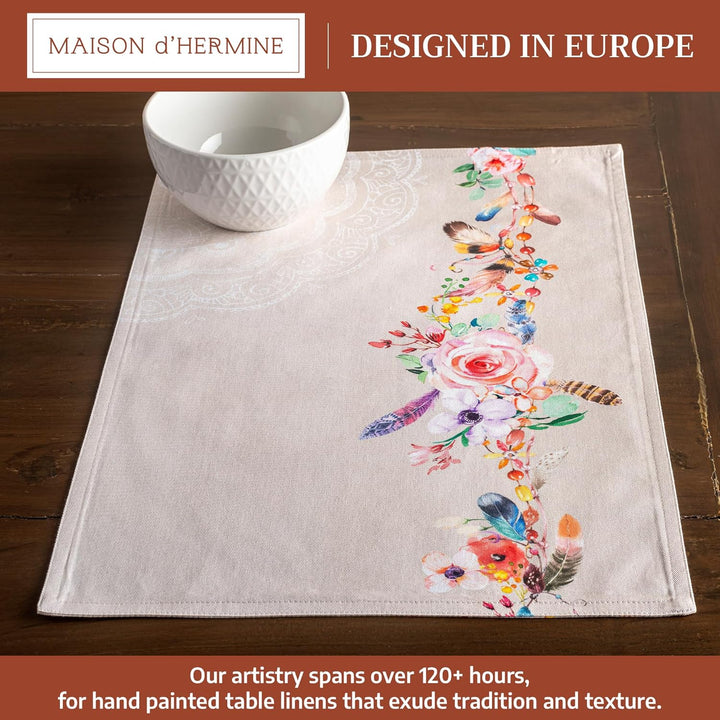 Maison d'Hermine Tischsets, 100% Baumwolle, 4er-Set, dekorative, waschbare Tischsets für Muttertagsg