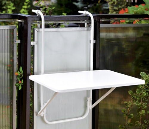 Dajar Patio Balkonhängetisch Klappbar40 x 60 cm Balkontisch zum Einhängen Kleintisch weiss