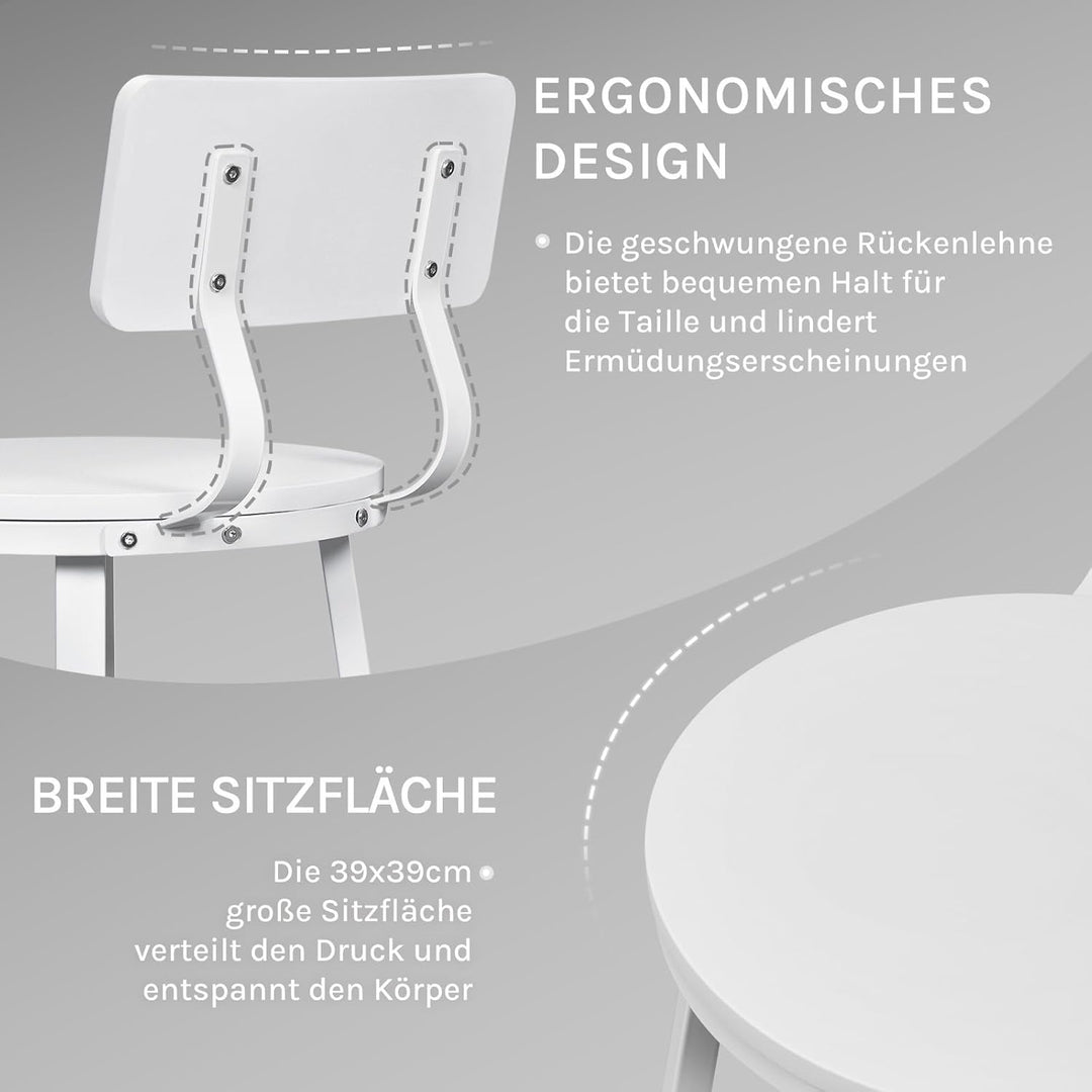 WOLTU Barhocker 2er Set, Küchenhocker Kücheninsel, Barstuhl rund, Tresenhocker mit Rückenlehne Fusss