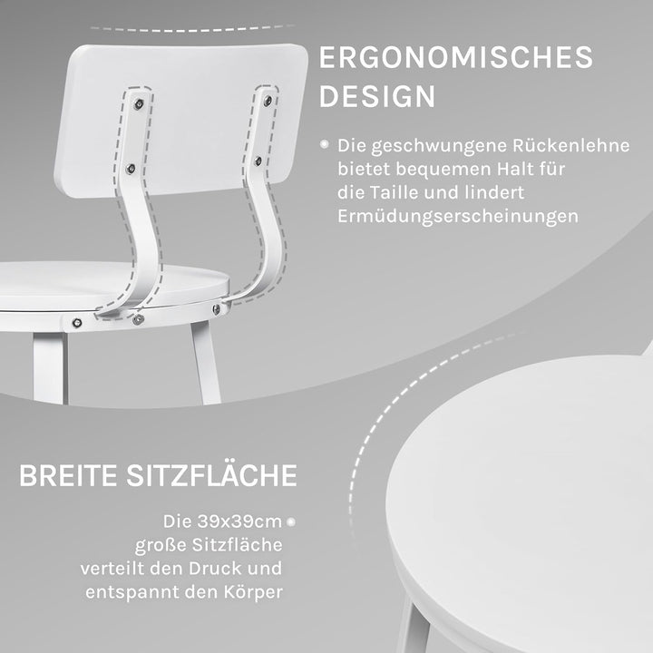 WOLTU Barhocker 2er Set, Küchenhocker Kücheninsel, Barstuhl rund, Tresenhocker mit Rückenlehne Fusss
