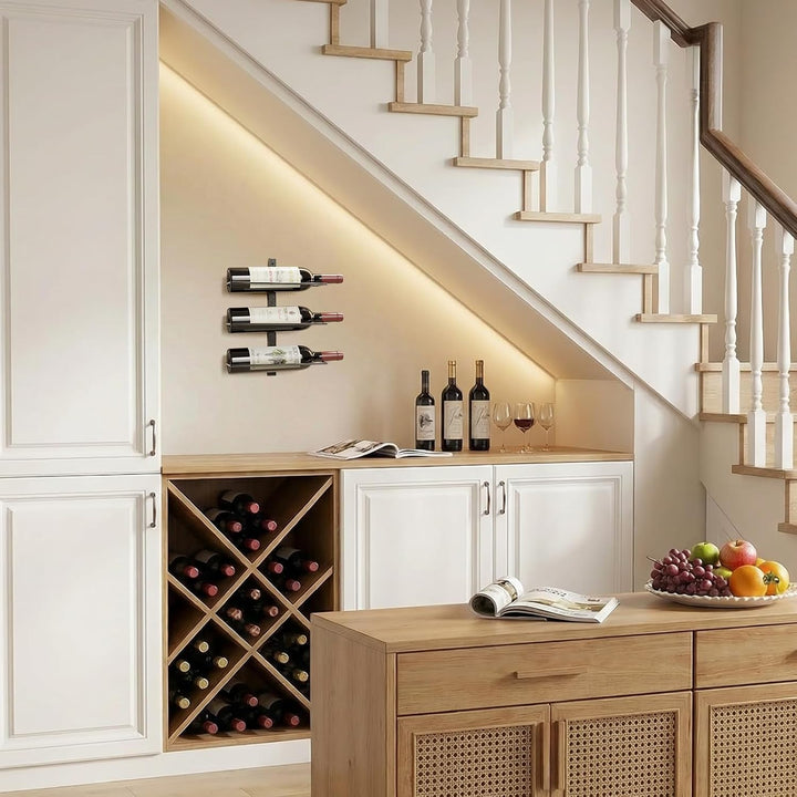 TJ.MOREE Wandmontiertes Weinregal für 3 Flaschen, robuste Metallhalterung für Wein, Champagner und S