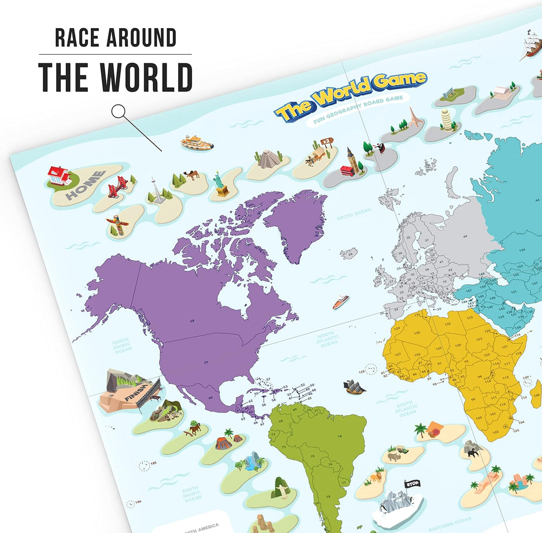 The World Game - Auf Englisch - Lustiges Geographie Brettspiel - Welt Lernspiel für Kinder &amp; Erwachs