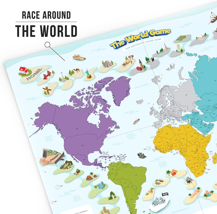 The World Game - Auf Englisch - Lustiges Geographie Brettspiel - Welt Lernspiel für Kinder &amp; Erwachs