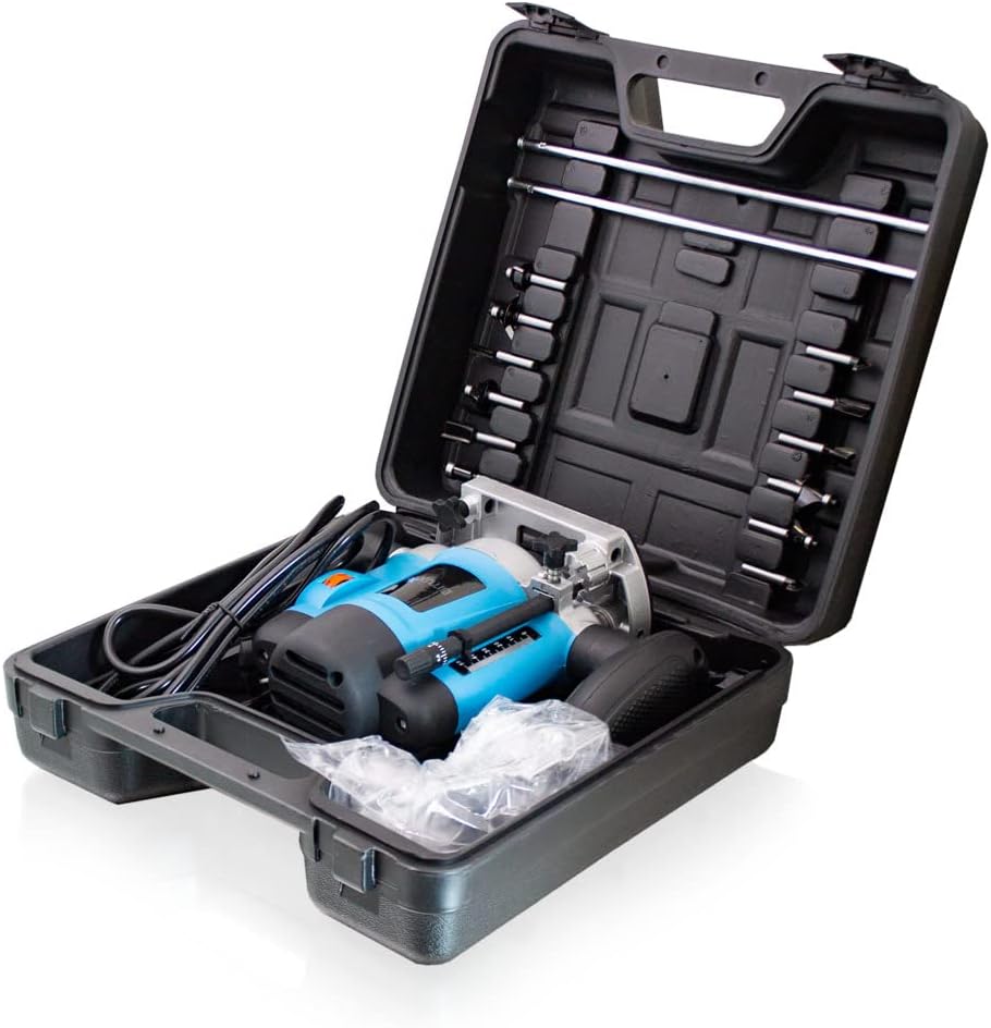 Bituxx 1200W Oberfräse Fräse Kantenfräse Holzfräse Parallelanschlag, Absaugadapter inklusive 12 tlg.