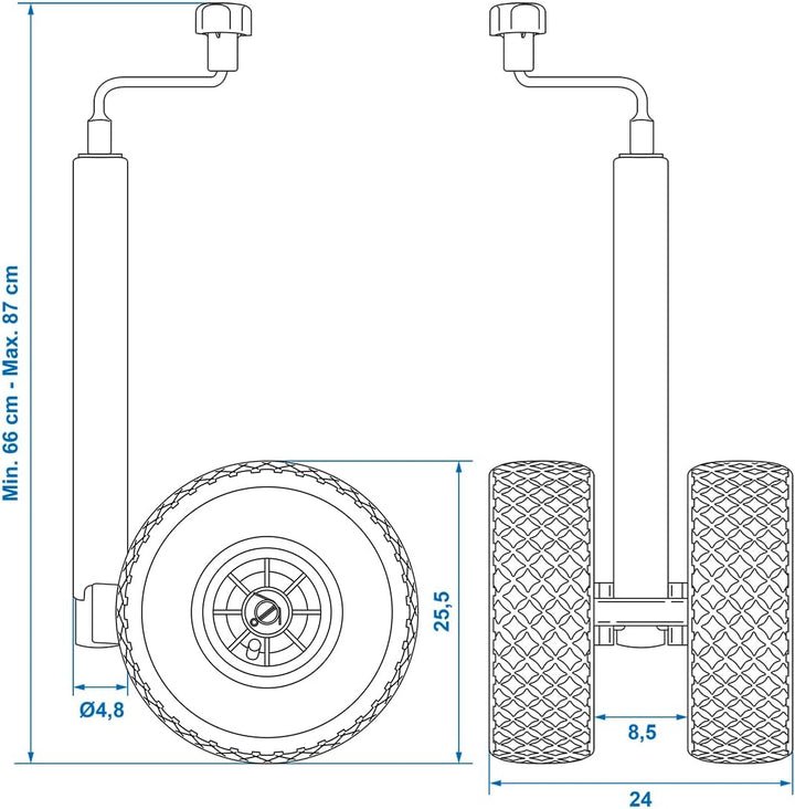 ProPlus Zwillingsrad Doppelstützrad Anhänger Bugrad Anhängerstützrad Deichsel Rad Reifen Single, Sin