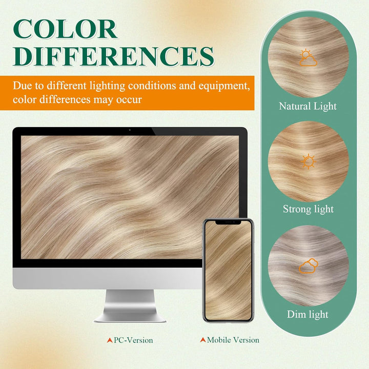 Easyouth Echthaar Extensions Tape in Remy Haarverlangerung Tape Extensions Aschblond Mix Hellblond T