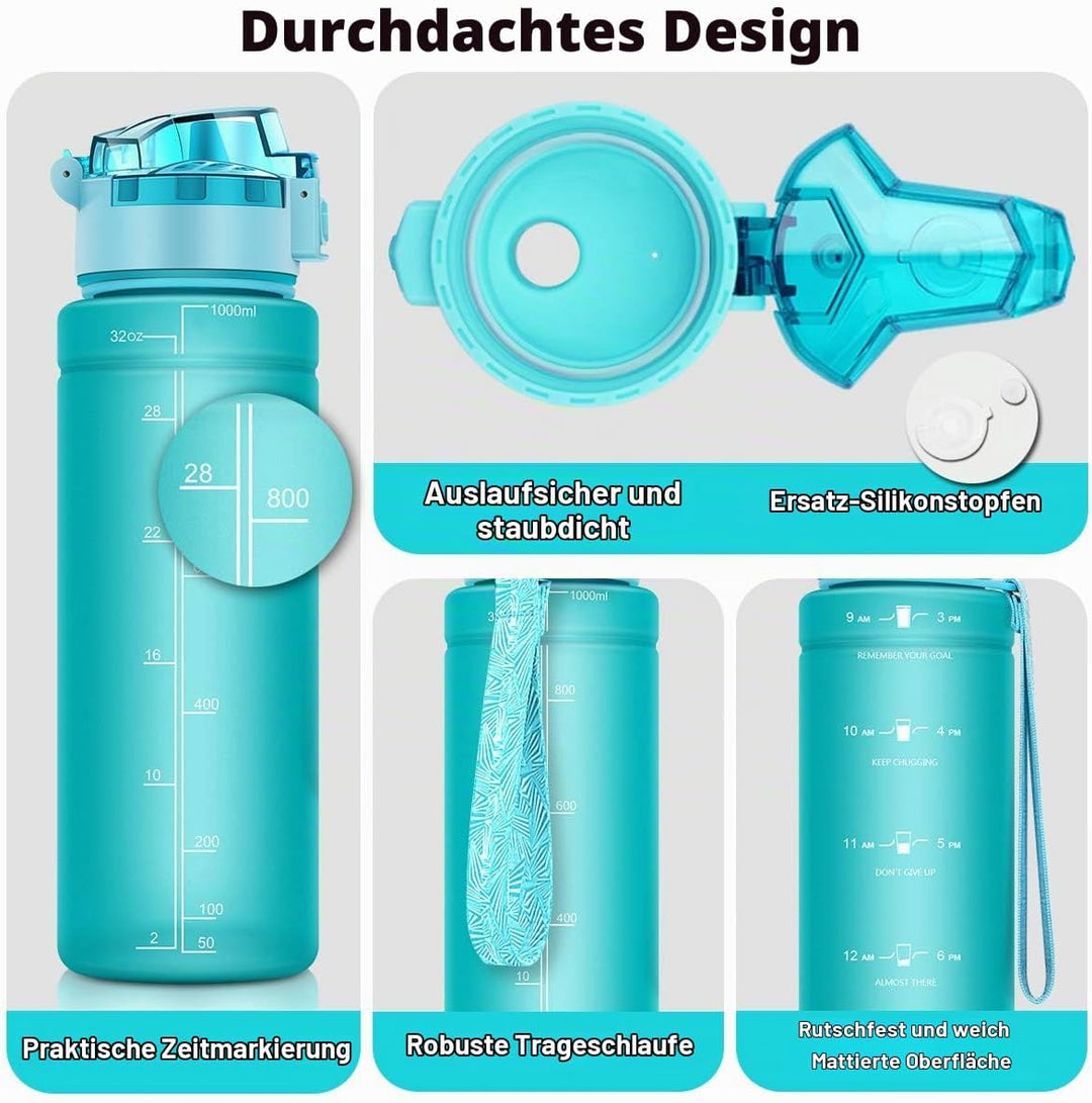 Zounich Trinkflasche Kinder Auslaufsichere 1L/700ml/500ml-BPA frei trinkflaschen Sport Tritan Kunsts