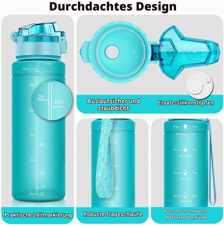 Zounich Trinkflasche Kinder Auslaufsichere 1L/700ml/500ml-BPA frei trinkflaschen Sport Tritan Kunsts