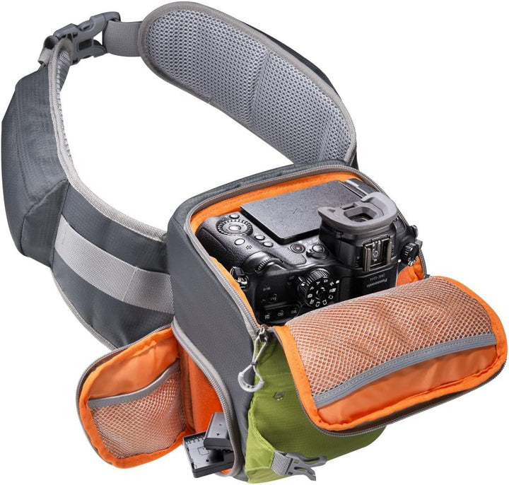 Mantona elementsPro 10 grün - Kameratasche für Outdoor Fotografen mit Hüftgurt, atmungsaktiver Polst