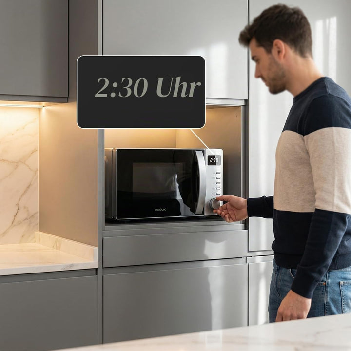 Cecotec Mikrowelle Proclean 5005 Silver. 20 Liter Fassungsvermögen, 700W Leistung, 3DWave-Technologi