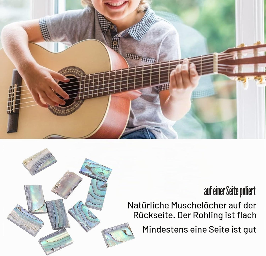 Astibym Abalone Shell Guitar Inlay Griffbrett, 10 Stück Abalone Shell Inlay Natürliche Gitarren Inla