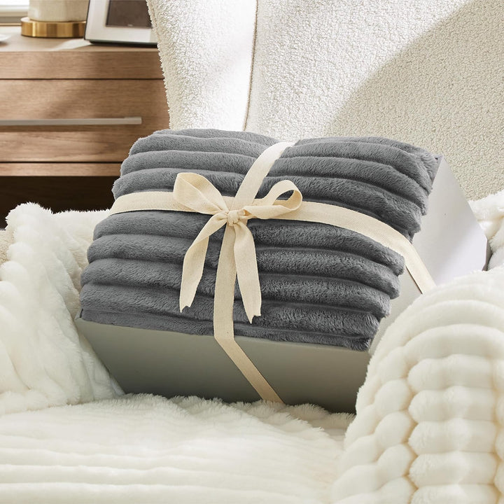 BEDSURE Sherpa Decke Grau - Warme Dicke Kuscheldecke Flauschig, Sofadecke Couchdecke Winterdecke, Wo
