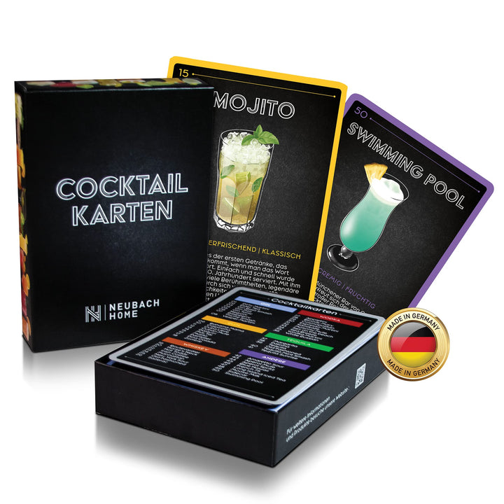 NEUBACH HOME Cocktail Karten - Cocktail Zubehör 50 Rezepte im Set - DIN A6 - extra schrittweise Zube