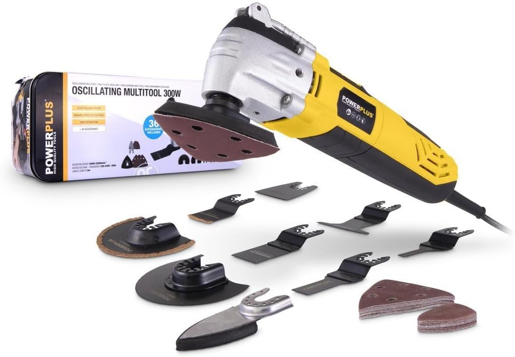 Powerplus Multitool POWX1347MC Multifunktionswerkzeug zum Schleifen, Schneiden & Polieren - Schnellw