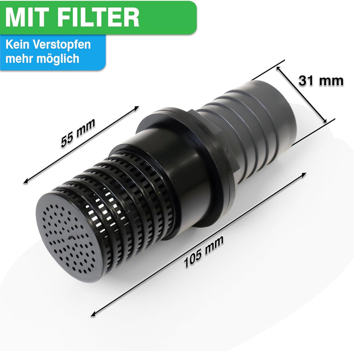 YourCasa Regensammler [Downpipe] mit Verbindungsschlauch 30cm &amp; Regentonnendurchführung - Überlaufst