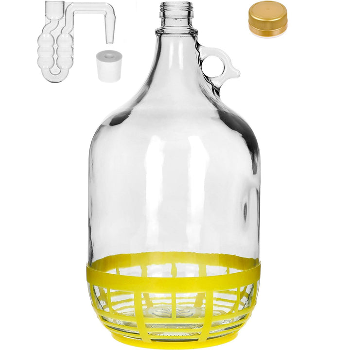 lilawelt24 5L Flasche +Gummistopfen + Gärröhrchen Gärballon Set Weinballon Gärbehälter/brauen Wein M