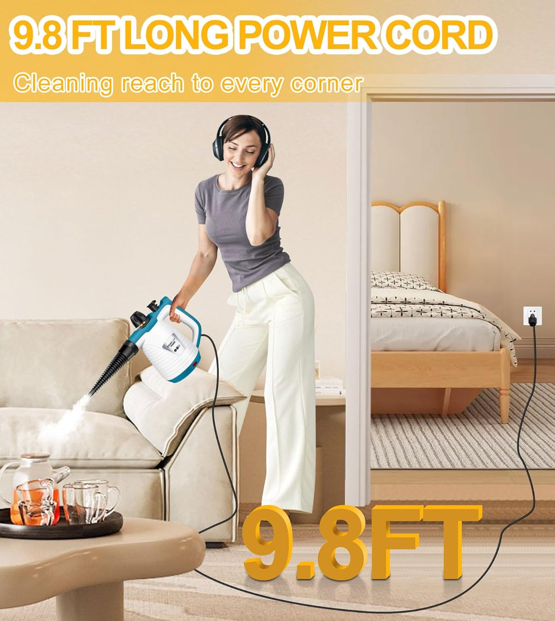 KingSom Dampfreiniger, dampfreiniger handgerät mit 10 Zubehörteilen, Steam Cleaner Handheld, Handdam