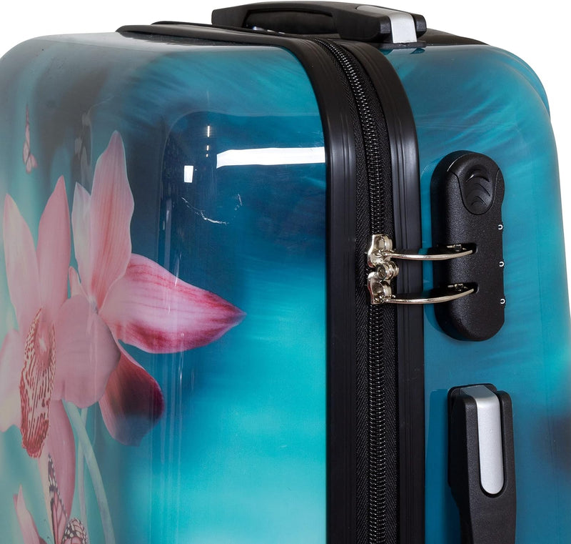 Trendyshop365 Hardcase Handgepäck - Blumen-Motiv Orchidee - 56 Zentimeter 36 Liter 4 Räder Zahlensch