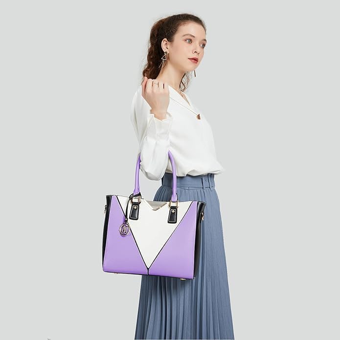 Miss Lulu Pu Ledertasche Damen Schultertasche Handtasche Lila, Lila